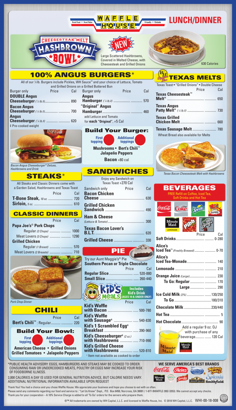 waffle house prices menu