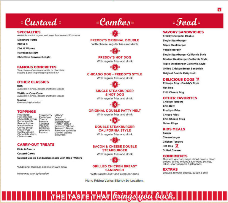 Freddy Menu and Prices